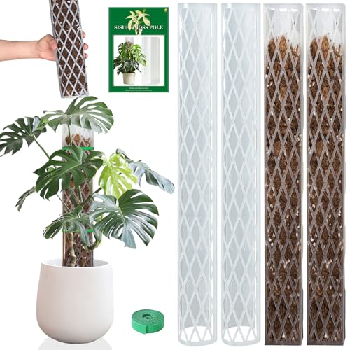 Sisher Monstera Moss Pole 4pcs Plastic Moss Pole for Climbing Plants - size: 4 PACK