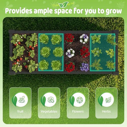 Elevated Raised Garden Bed,Outdoor Large Planter Box with Wheels & Shelf for Backyard Balcony,Dust-Proof Resin Patio Raised Bed for Herbs Flowers Vegetables(Black) - color: Black