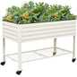 G GOOD GAIN Elevated Raised Garden Bed Kit with Wheels, Rack,2x4ft, White - size: 2' x 4', style: White with Legs, Wheels, and Storage Rack