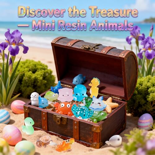 Zerobe Miniature Resin Animal Sets: Tiny Collectible Figurine Bulk Pack (Ocean Animals) - color: Ocean Animals