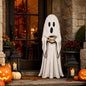 37.4 Inch Halloween Front Porch Decor, Coffee Ghost Wooden Porch Sign - style: Ghost