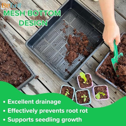 BeGrit Soil Blocking Trays 15x12 inch Seed Starter Trays 5 Pack Mesh Trays for Seedling, Microgreen, Soil Blocks, Wheatgrass - size: 15x12in 5-Pack