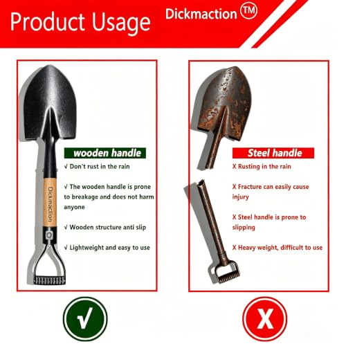 Small Circular Excavating Garden Shovel 15in Wooden D Grip Handle Mini Digging Camp Hand Shovel for Planting Outdoor Digging Work - size: SMALL