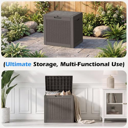 35 Gallon Outdoor Storage Box Waterproof Deck Box Patio Storage - color: Gray, style: 35Gallon-style1