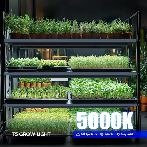 Barrina T5 Plant Lights, 3FT 128W (8 X 16W), 5000K, 8 Packs, Black Cover - color: White, size: 3FT-Black Cover