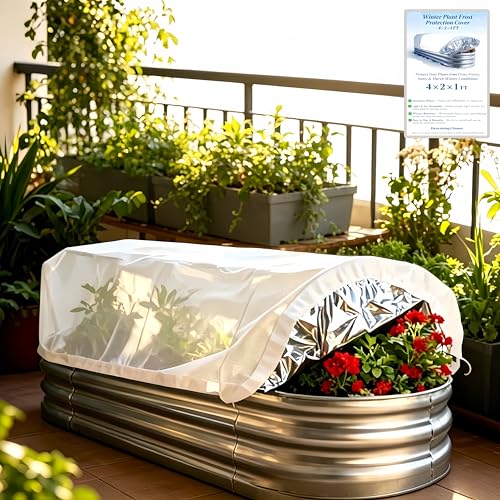 Plant Covers Freeze Protection, Rectangular Plant Cover for Winter, Frost Cloth Plant Freeze Protection for Outdoor Plants, Raised Garden Bed Cover,Winter Frost Blanket with Insulated Liner Drawstring - color: White×1