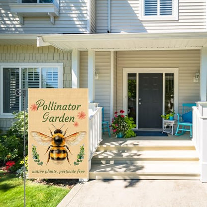 Perfectinsoy Pollinator Garden with Native Plants Pesticide Free Yard Flag - color: Beige69