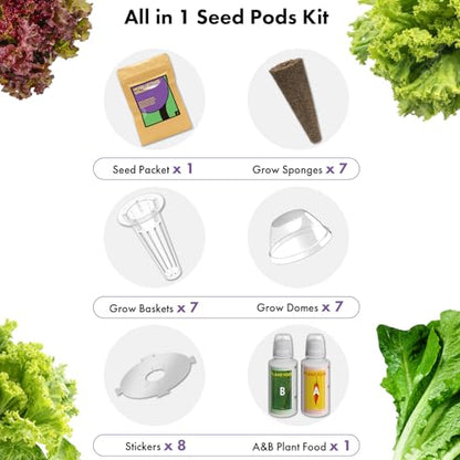 LYKOCLEAN Salad Romaine Lettuce Pods for AeroGarden, Ahopegarden, iDOO Hydroponics Growing System, 350 Seeds+ Including American Fast Lettuce, Paris Island Cos Lettuce, Buttercrunch Lettuce(7-Pods) - color: Lettuce, size: 7pods