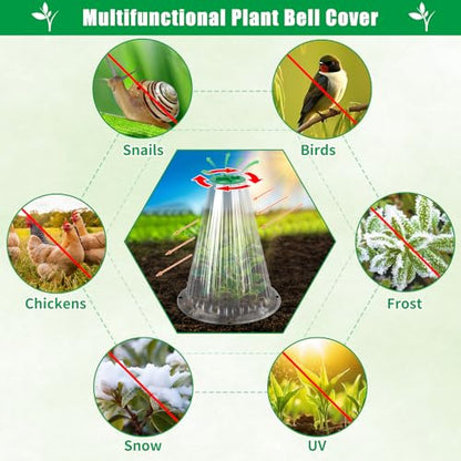 UQM 30 Pack Garden Cloches for Plants with Rotary Vent Cover Reusable - color: Clear-30pc