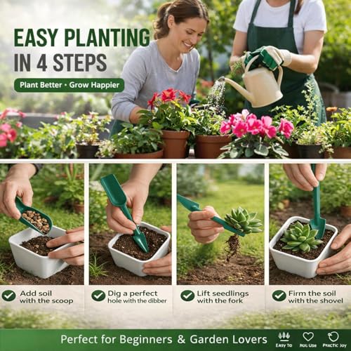 12-Hole Digger Seed Spreader,7 Piece Sowing Seeds Dispenser Set,Mini Seed Dispenser for Small Seeds, Handheld Seed Planter Tool Seed Dibber Multifunctional Spacer Gardening Tools (Green)