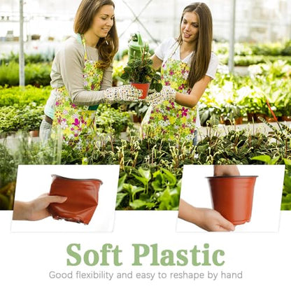 100 Pcs Plant Nursery Pots, 6 Inch Large Plant Seedling Pots with Labels Plastic Plant Flower Pots with Drainage Holes Indoor Outdoor for Succulent Cutting Transplanting - size: 6"