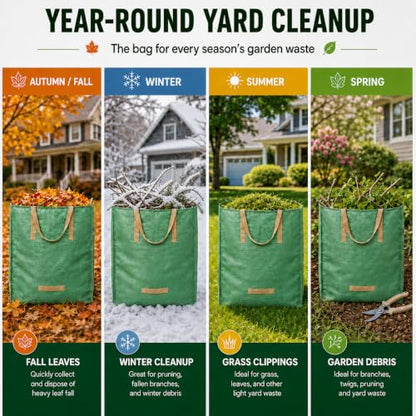 Yard Waste Bags, 135 Gallon Reusable Lawn and Leaf Bag 3 Pack