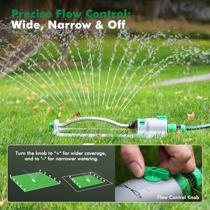 RESTMO Heavy Duty Oscillating Sprinkler with 18-Hole Brass Nozzle