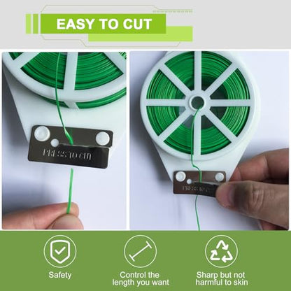 Twist Ties 656ft/200m with Cutter, Reusable Plastic Coated Garden Wire