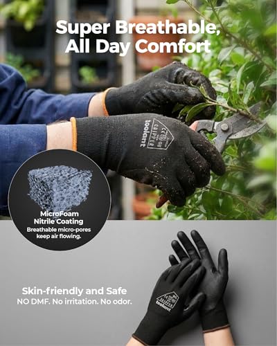 toolant Microfoam Nitrile Work Gloves with Grip, 6 Pairs, Gray, Medium - color: Gray-6pairs, size: Medium