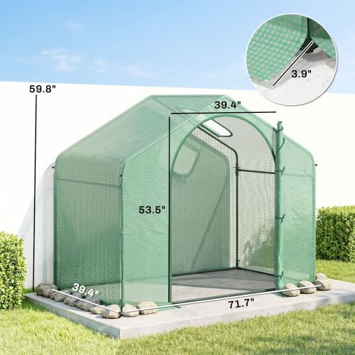 Outsunny 6' x 3' x 5' Portable Walk-in Greenhouse with PE Cover Green - style: PE