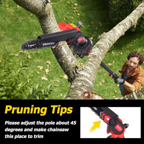 2-in-1 Cordless Pole Saw and Mini Chainsaw for Pruning Branches, Cutting