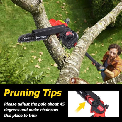 2-in-1 Cordless Pole Saw and Mini Chainsaw for Pruning Branches, Cutting