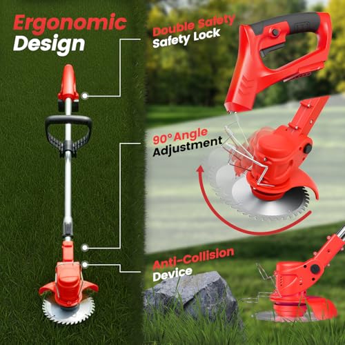 ALSO GO 24V Electric Weed Wacker with Wheels, Grass Trimmer Cordless