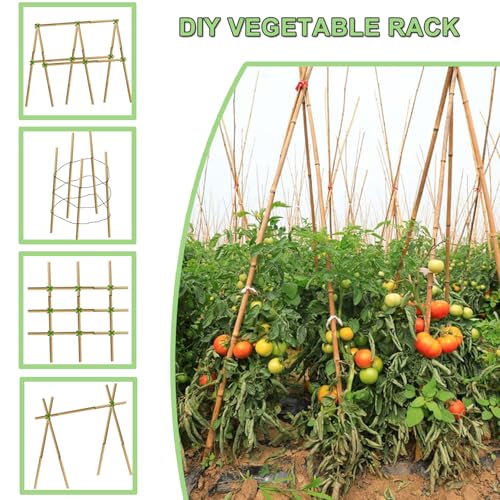 PFNRTH Bamboo Plant Stakes – 25pcs 4FT Natural Bamboo Garden Stakes