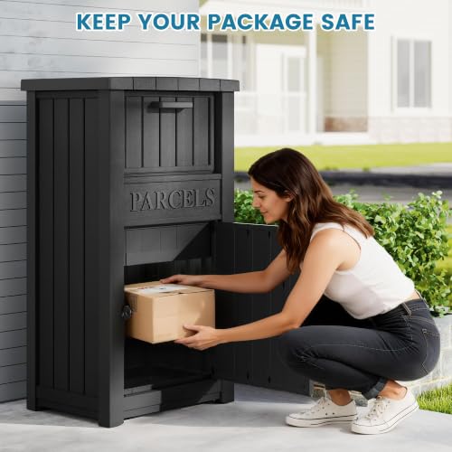 Package Delivery Box for Outside, Parcel Drop Box, Classic Black - color: Black