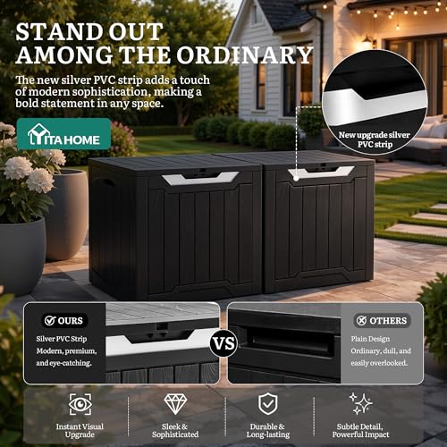 YITAHOME 31 Gallon Deck Boxes Set of 2 - color: Black & Silver, size: 31 Gallon 2pcs