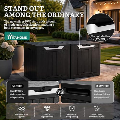 YITAHOME 31 Gallon Deck Boxes Set of 2 - color: Black & Silver, size: 31 Gallon 2pcs
