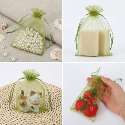 100 Pcs 4 x 6 Inch Fruit Protection Bags, Drawstring Mesh Netting Cover