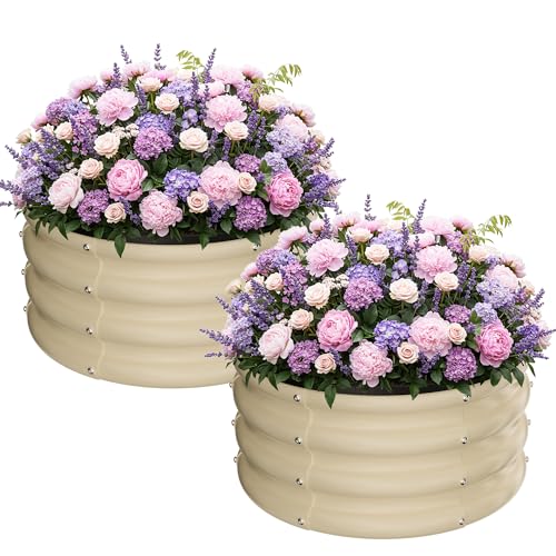 ZXZYHFTY Round Raised Garden Bed Set, 2 Pack, 2 x 2 x 1 Ft, White - color: White