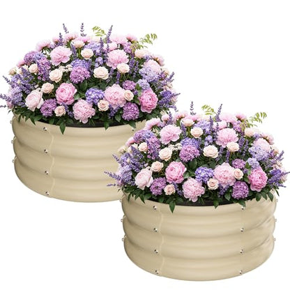 ZXZYHFTY Round Raised Garden Bed Set, 2 Pack, 2 x 2 x 1 Ft, White - color: White