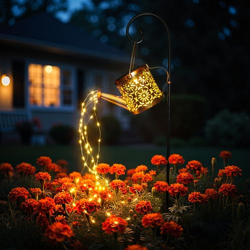 Solar Garden Lights Outdoor Decoration Flower Solar Watering Can Light - color: Flower