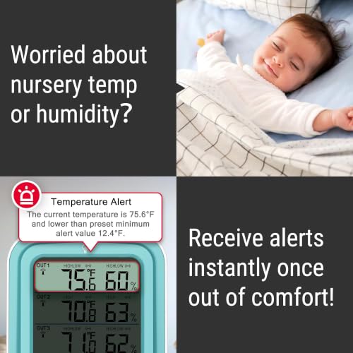 TempPro TempAir 500FT Indoor Outdoor Thermometer Wireless with 3 Sensors - color: Blue