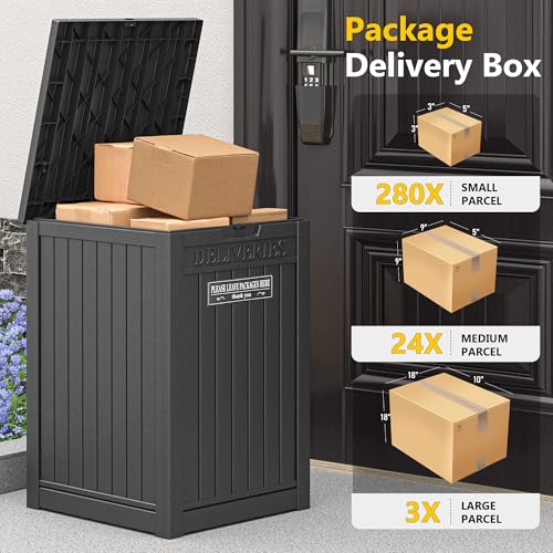 Package Delivery Box for Outside, Black - color: Black