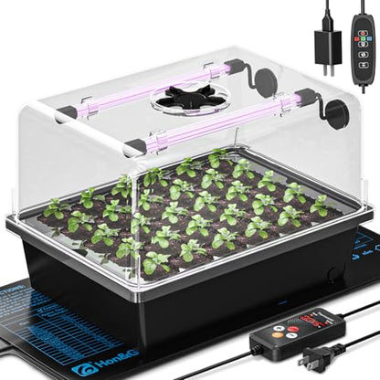 Hon&Guan 30-Cell Seed Starting Kit with Heat Mat and LED Grow Lights - size: 1 Pack