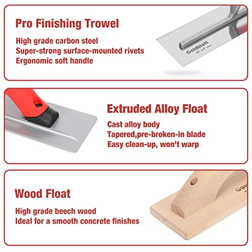 Goldblatt 8 Pieces Concrete Tools, Masonry Tool Kit for Cement Finishing