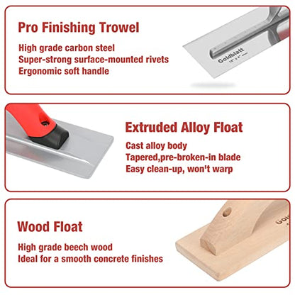 Goldblatt 8 Pieces Concrete Tools, Masonry Tool Kit for Cement Finishing