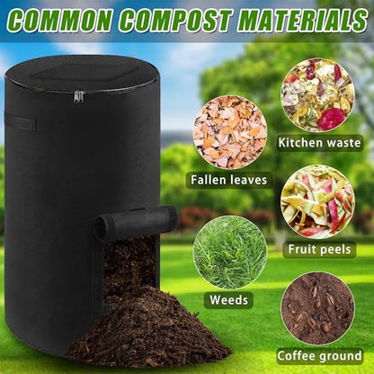 Compost Bin Outdoor with Handles Observation Windows, 34 Gallon