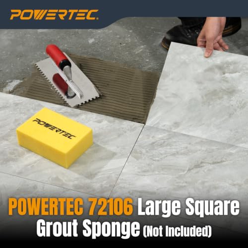 POWERTEC Square Notch Trowel - 1/4" x 3/8" Stainless Steel Square-Notch Tile Trowel with Soft Grip Handle for Thinset Mortar, Mastic & Tile Installation Work (72781) - style: 1/4" x 1/4" Square Notch