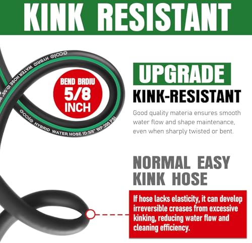 Heavy Duty Garden Hose 6ft, NON-EXPANDABLE Flexible Water Hose, Kink Resistant Lightweight Hybrid Hose, Leakproof Hose Male to Female Fittings - color: Black+Green, size: 6ft