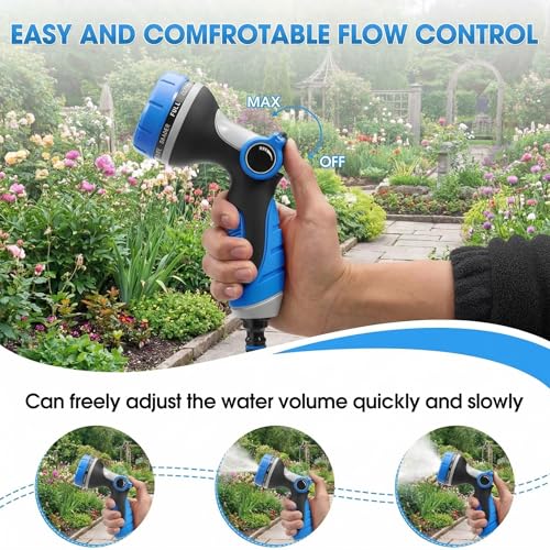 Garden Hose Nozzles,Hose Spray Nozzle with Adjustable 10 Watering Patterns - color: Blue