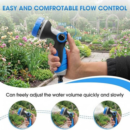 Garden Hose Nozzles,Hose Spray Nozzle with Adjustable 10 Watering Patterns - color: Blue