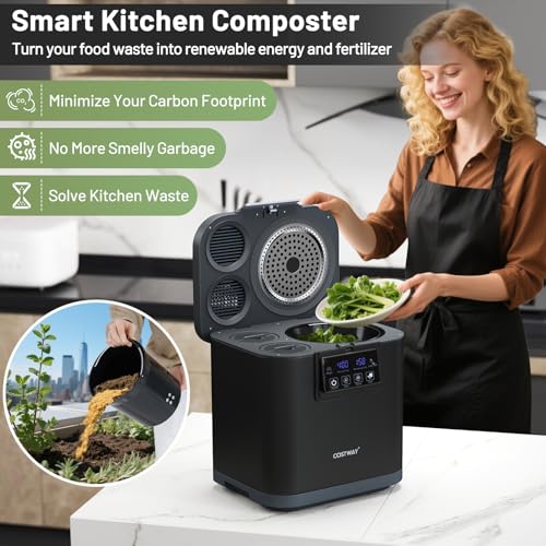 COSTWAY 4L Electric Composter for Kitchen with Auto-Cleaning, LED Display