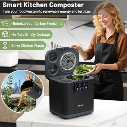 COSTWAY 4L Electric Composter for Kitchen with Auto-Cleaning, LED Display