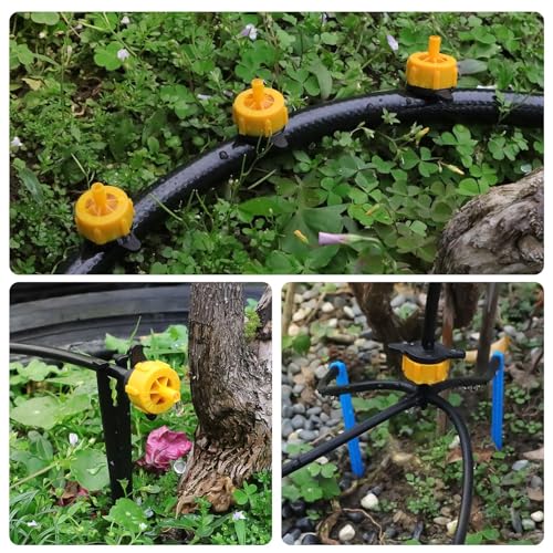 Kalolary 200PCS Drip Irrigation Emitters Drip Emitter for 1/4 Drip Irrigation Tubing Pressure Compensating Dripper Emitters System Drip Tip Constant Flow Drip System Part for Garden Supplies (1/2 GPH)