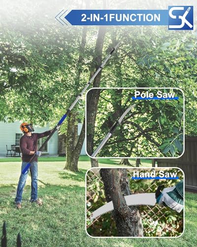 26FT Reach Pole Saws for Tree Trimming, Manual Pruning Pole Saw with 5-20FT Telescoping Extension Pole