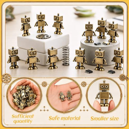 Civaner 50 Pcs Small Robots, Mini Brass Figurines, Mini Robots - style: Robot