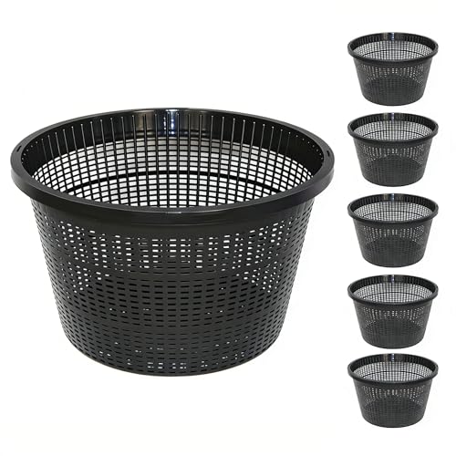 8.5-Inch Round Aquatic Plant Baskets, Black, 6 Pack