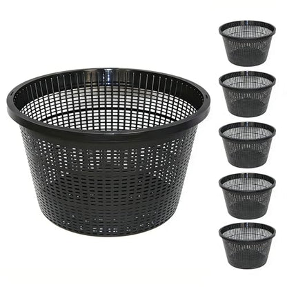 8.5-Inch Round Aquatic Plant Baskets, Black, 6 Pack