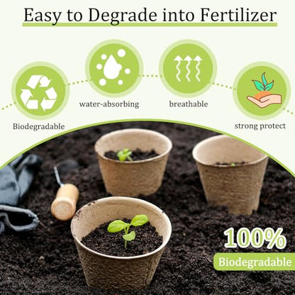 FillTouch 600 Pack 3.15 Inch Peat Pots for Seed Starting,Biodegradable - size: 3.15 Inch