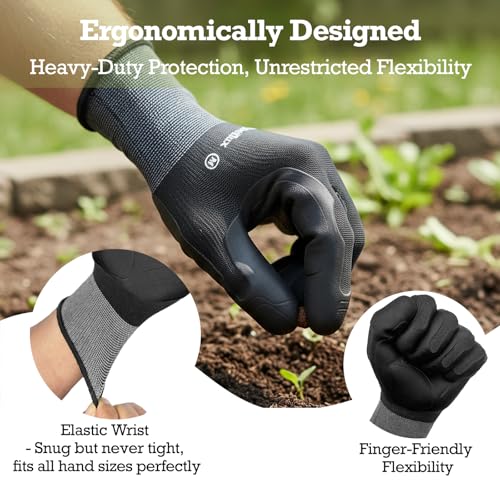 2 Pairs Non Slip TPE Gardening Gloves, Black, M - color: Black-2pairs